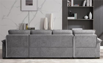 Symmetrical U Shaped Modular Sectional Sofa Cloud Couch, 6 Seater Oversized Convertible Sleeper Couch with Double Chaise & Memory Foam, Deep Seat Corner Sofa&Couches for Living Room Office - LeafyLoom