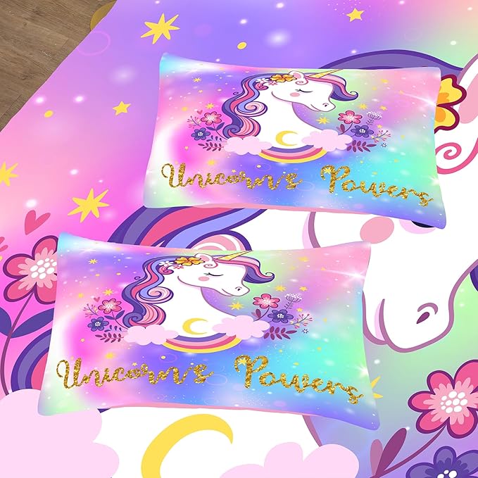 Tailor Shop Unicorn Comforter Sets Queen Size,Unicorn Bedding Sets for Girls Kids Teens with 2 Pillowcase… - LeafyLoom