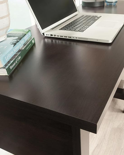 Sauder Summit Station Single Pedestal Desk, L: 52.09" x W: 19.29" x H: 29.02", Cinnamon Cherry Finish - LeafyLoom