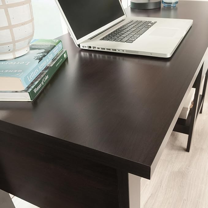 Sauder Summit Station Single Pedestal Desk, L: 52.09" x W: 19.29" x H: 29.02", Cinnamon Cherry Finish - LeafyLoom