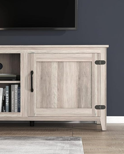 70Inch TV Stand Base, Entertainment Center Cabinet with Two Doors Media Console for Living Room, Gray - LeafyLoom