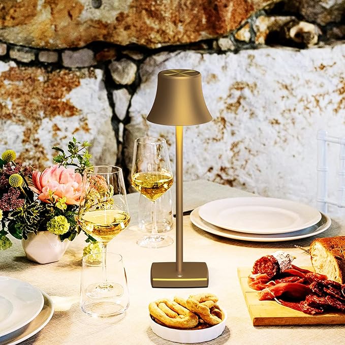 SAKRINGT LED Cordless Table Lamps Rechargeable,5000mAh Battery Operated Table Light,3 Color Stepless Dimming,Portable Small Desk Lamp in Aluminum for Party Patio Restaurant Indoor/Outdoor - LeafyLoom