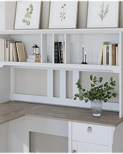 Salinas Casual Hutch for L-Shaped Desk, Pure White - LeafyLoom