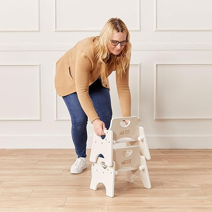 ECR4Kids Stackable Wooden Toddler Chair, 6in, Kids Furniture, White Wash, 2-Pack - LeafyLoom