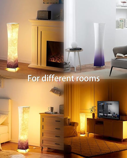 chiphy Floor Lamp, 39" Tall Standing Lamp, 3 Levels Adjustable Brightness LED Bulbs, Column Floor Light, Purple Gradient Fabric Lampshade, Home Decor for Living Room, Bedroom, Kids Room - LeafyLoom