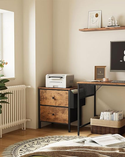 BOLUO Night Stand with Drawers for Bedroom - Small nightstand with Pocket 2 Drawer Dresser End Table Brown - LeafyLoom