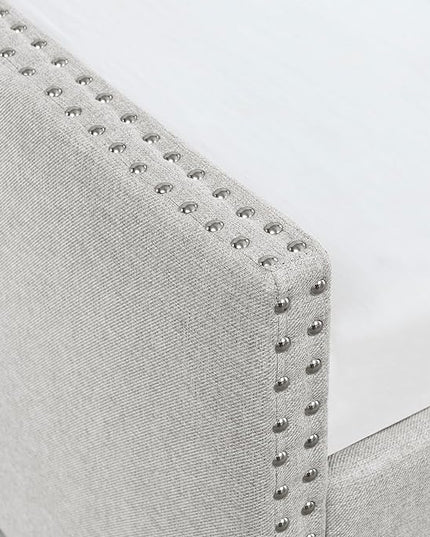 Queen Size Daybed with Drawers Upholstered Tufted Sofa Bed,with Button on Back and Copper Nail on Waved Shape Arms,for Small Space,Bedroom,Livingroom, Beige (84.5"x63.5"x26.5") - LeafyLoom