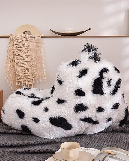 Aimuan Reading Pillow Bed Rest Pillow with Arms Plush shaggy Fur Cushion for Adults Teens Incline Rest Sitting up & Sleeping Snoring Pillow with Pregnancy Lumbar Back Support (Standard, White-Black) - LeafyLoom