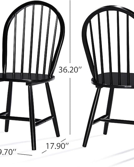 Christopher Knight Home Declan Farmhouse Cottage High Back Spindled Rubberwood Dining Chairs, 2-Pcs Set, Black - LeafyLoom