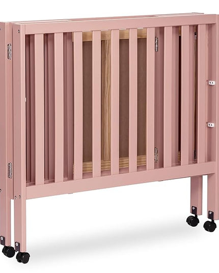 Jett Non-Full Size Folding Convertible Crib, Lightweight Portable Crib, Three Adjustable Mattress Height Settings, Easy to Fold Travel Crib, 1.5” Mattress Pad Included - LeafyLoom