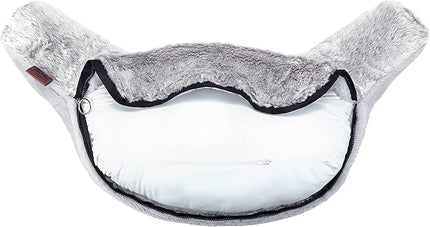 XXL Husband Pillow Cover Only - Rare Baby Arctic Grey Wolf Fur Backrest Pillowcase Set, Two-Tone Reversible Double Sided Fabulous Faux Fur Reading & Bed Rest, Thick Zippers, 2 Sided Solid Neck Rolls - LeafyLoom