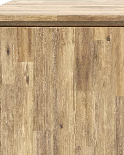 SIMPLIHOME Lowry SOLID ACACIA WOOD and Metal 60 Inch Wide Rectangle Modern Industrial Sideboard Buffet in Distressed Golden Wheat, For the Dining Room and Kitchen - LeafyLoom