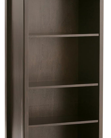 SIMPLIHOME Amherst SOLID WOOD 30 Inch Transitional 5 Shelf Bookcase in Hickory Brown, For the Living Room, Study Room and Office - LeafyLoom