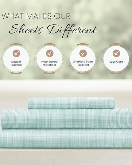 Linen Market 3 Piece Twin Bedding Sheet Set (Aqua Thatch) - Sleep Better Than Ever with These Ultra-Soft & Cooling Bed Sheets for Your Twin Size Bed - Deep Pocket Fits 16" Mattress - LeafyLoom
