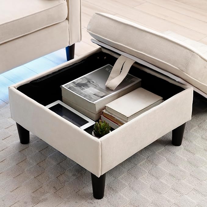 3 Seater L Shaped Convertible Sectional Sofa Couch with Reversible Chaise , Linen Upholstered Corner Sleeper Lounge Sofá with 2 USB Ports and LED Lights ,Storage for Small Space Living Room Apartment - LeafyLoom