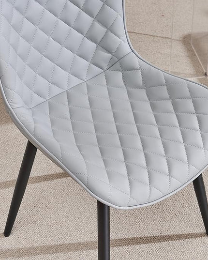 YOUNIKE Dining Kitchen Desk Chairs Modern Minimalist Faux Leather Indoor Padded Upholstered with Back Suitable for Kitchen Living Room Coffee Shop, Loads up to 300lbs Set of 2 Grey - LeafyLoom