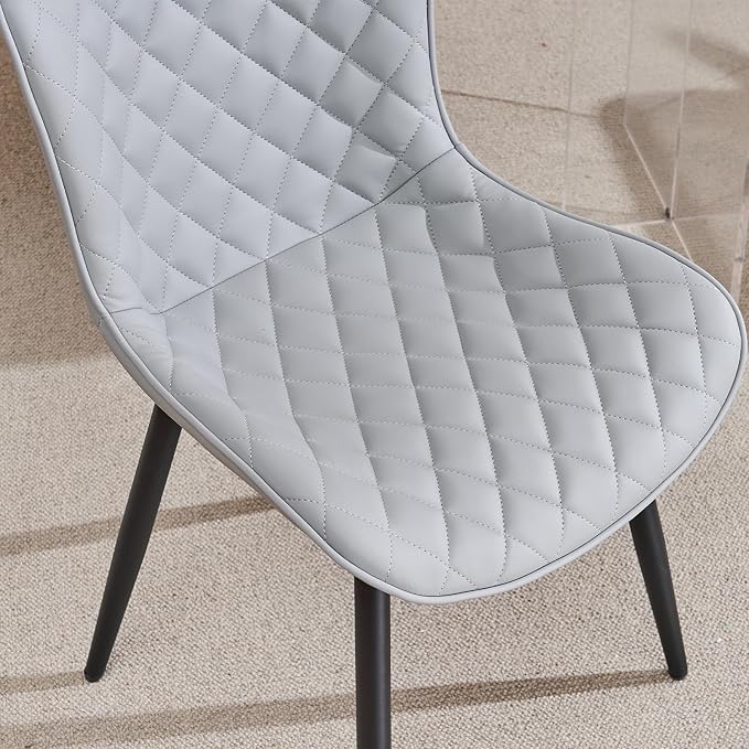 YOUNIKE Dining Kitchen Desk Chairs Modern Minimalist Faux Leather Indoor Padded Upholstered with Back Suitable for Kitchen Living Room Coffee Shop, Loads up to 300lbs Set of 2 Grey - LeafyLoom