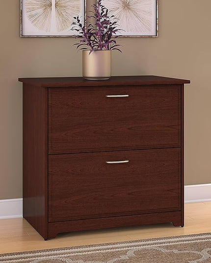 Bush Furniture Cabot Lateral File Cabinet in Harvest Cherry - LeafyLoom