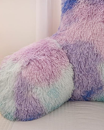 Aimuan Reading Pillow Bed Rest Wedge Large Adult Backrest Pillow with Arms Back Support for Sitting Up in Bed Cushion Incline Rest Sleeping Snoring Pillow, Blue-Purple, Large - LeafyLoom