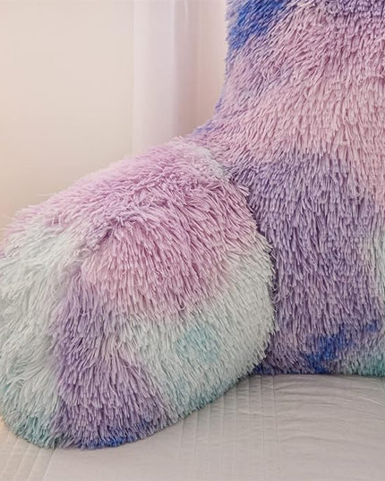 Aimuan Reading Pillow Bed Rest Pillow Plush Shaggy with Arms Cushion for Adults Teens Incline Rest Sitting up & Sleeping Snoring Pillow with Pregnancy Lumbar Back Support (Standard, Blue-Purple) - LeafyLoom