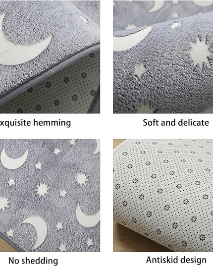 Eanpet Glow in The Dark Floor Mats Luminous 5’ x 7’ Area Rug Soft Decorative Play Mat for Kids Crawling Mat Non-slip Living Room Rug Carpets for Bedroom Home Decor,Blue Universe - LeafyLoom