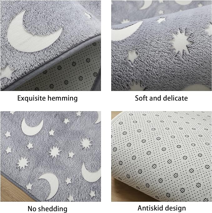 Eanpet Glow in The Dark Floor Mats Luminous 5’ x 7’ Area Rug Soft Decorative Play Mat for Kids Crawling Mat Non-slip Living Room Rug Carpets for Bedroom Home Decor,Blue Universe - LeafyLoom