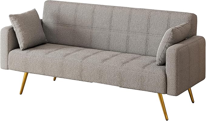 NicBex Sectional Couch Sofa with Folding Function Modern Sofa Bed Cloud Couch for Living Room Furniture Sets with Pillows and Metal Legs, Modular Sofa for Living Room, Bedroom, Apartment,71.7"L, Grey - LeafyLoom
