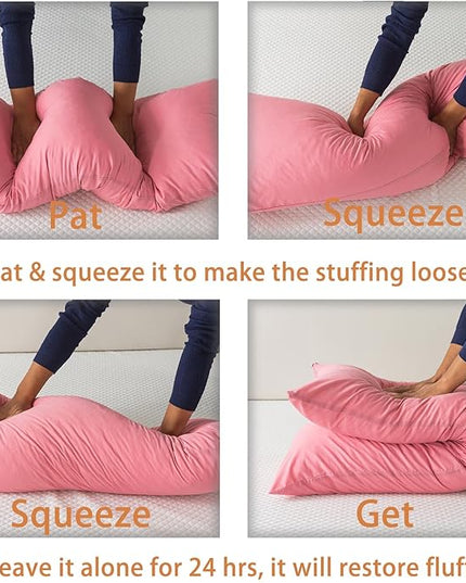WhatsBedding Memory Foam Body Pillow with Breathable Zippered Cotton Cover, Full Body Pillow for Adults, Long Pillow for Sleeping, Firm Body Pillow Breathable Fluffy Supportive - Foggy Pink - LeafyLoom