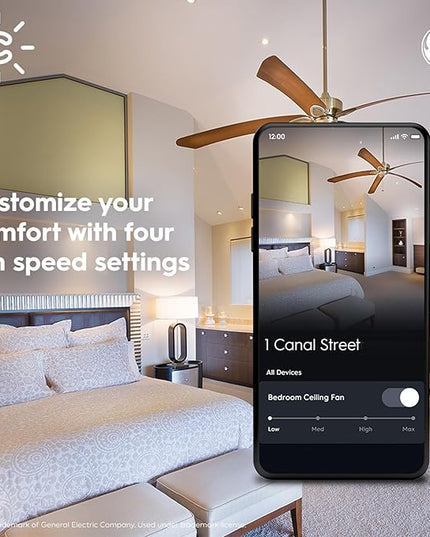 GE CYNC Smart Ceiling Fan Control, Neutral Wire Required, Bluetooth and 2.5 GHz Wi-Fi 4-Wire Smart Switch, Works with Amazon Alexa and Google Home, White CYNCSmartHome