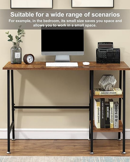 VECELO 43 Inch Computer, Writing Home Office Hutch Workstation with Shelf Storage Desk 43", New Walnut - LeafyLoom