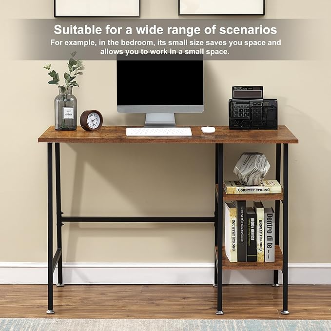 VECELO 43 Inch Computer, Writing Home Office Hutch Workstation with Shelf Storage Desk 43", New Walnut - LeafyLoom