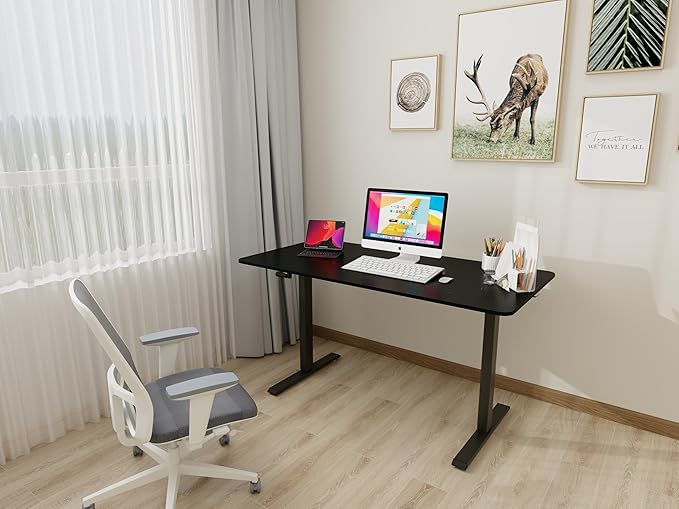 Whole Piece DeskTop Manual Standing Desk Adjustable Height- Crank Stand Up Desk, Sit Stand Desk with Frame Computer Desk - LeafyLoom