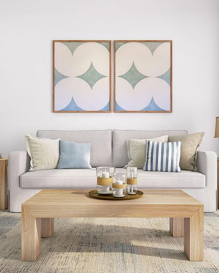 Plank+Beam Modern Rectangular Coffee Table, Solid Wood, 48 Inch, Medium Sized Coffee Table, Center Tables for Small Spaces, Living Space Medium Tea Table, Blonde Wirebrush - LeafyLoom