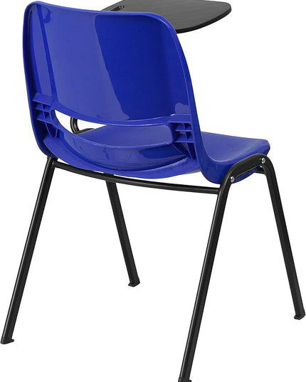 Flash Furniture HERCULES 5 Pack Blue Ergonomic Shell Chair with Left Handed Flip-Up Tablet Arm - LeafyLoom