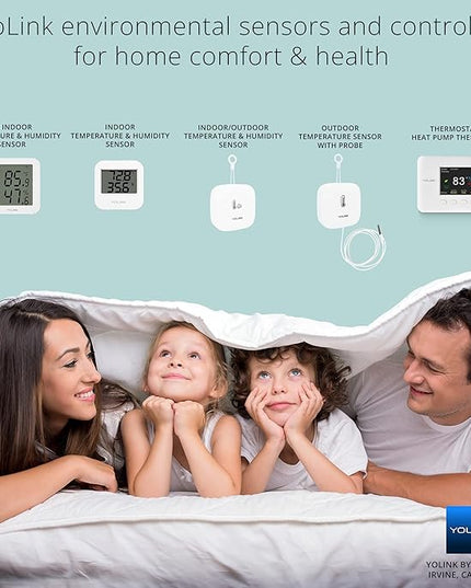 Smart Temperature Humidity Sensor Works w/Alexa IFTTT, 1/4 Mile Super Long Range Wireless Digital Hygrometer Indoor Thermometer Humidity Meter Temperature Humidity Monitor Sensor -YoLink Hub Required YoLink