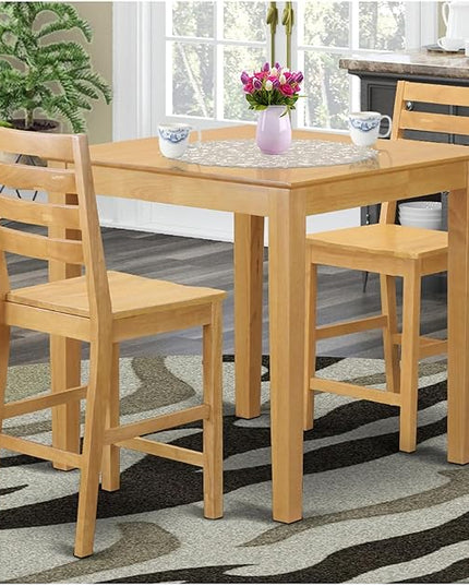 East West Furniture PBCF3-OAK-W Pub 3 Piece Counter Height Set Contains a Square Wooden Table and 2 Kitchen Dining Chairs, 36x36 Inch, Oak - LeafyLoom