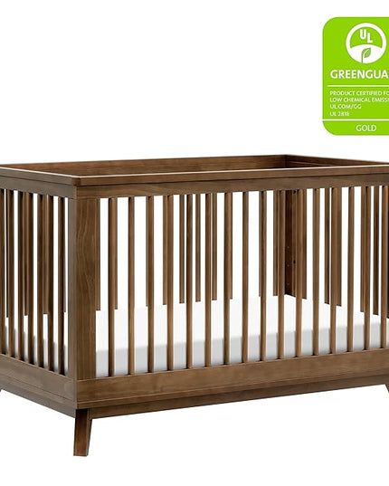 Babyletto Scoot 3-in-1 Convertible Crib with Toddler Bed Conversion Kit in Natural Walnut, Greenguard Gold Certified - LeafyLoom