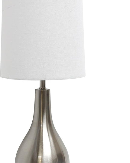 Simple Designs LT3303-BSN 1 Light Tear Drop Table Lamp, Brushed Nickel, 7 x 7 x 19.5 - LeafyLoom