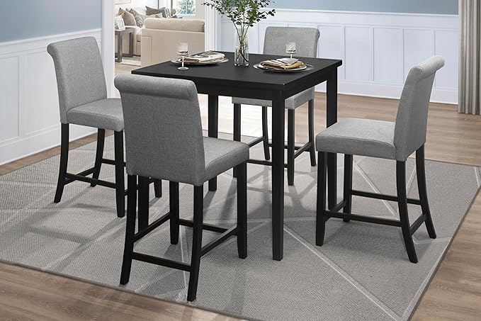 NicBex Dining Table for 4 Kitchen & Dining Room Tables Counter Height 5Pc Dining Set Table and Chairs Wooden Furniture Breakfast Kitchen Set, Space-Saving, Black - LeafyLoom