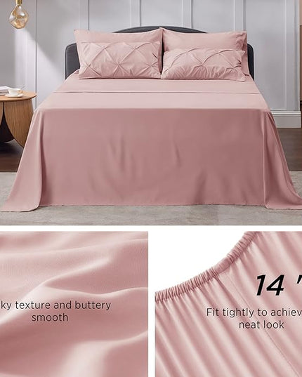 Bedsure Pink Comforter Set Full - Bedding Sets Full 7 Pieces, Bed in a Bag Pink Bed Set with Comforter, Sheets, Pillowcases & Shams, Adult & Kids Bedding - LeafyLoom
