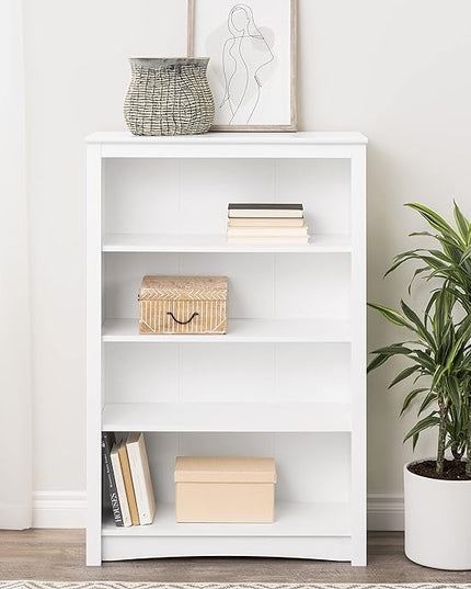 Prepac Home Office 4-Shelf Standard Bookcase, 31.5 in. W x 48 in. H x 13 in. D, White - LeafyLoom
