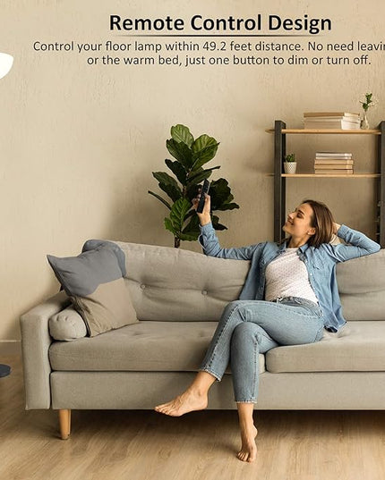 PESRAE Floor Lamp, Remote Control with Stpeless Color Temperatures and Brightness, Torchiere lamp for Bedroom, Living Room, Bulb Included (Matte Black) - LeafyLoom