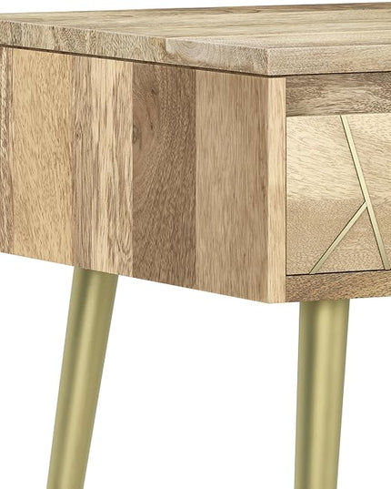 SIMPLIHOME Jager Contemporay Mid Century 22 Inch Wide Metal Side Table in Natural, for The Living Room and Bedroom - LeafyLoom