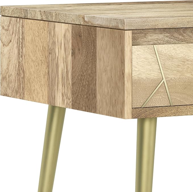 SIMPLIHOME Jager Contemporay Mid Century 22 Inch Wide Metal Side Table in Natural, for The Living Room and Bedroom - LeafyLoom