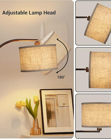 DEWENWILS Modern Arc Floor Lamp, Corner Lamp for Living Room, Minimalist Standing Tall Arched Light with Adjustable Line Lampshade, Bedroom, Home Office, Simple Design Farmhouse Style (Bronze) - LeafyLoom