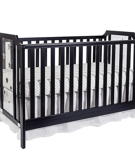 Suite Bebe Celeste 3 in 1 Convertible Island Crib Wood and Acrylic, Black - LeafyLoom