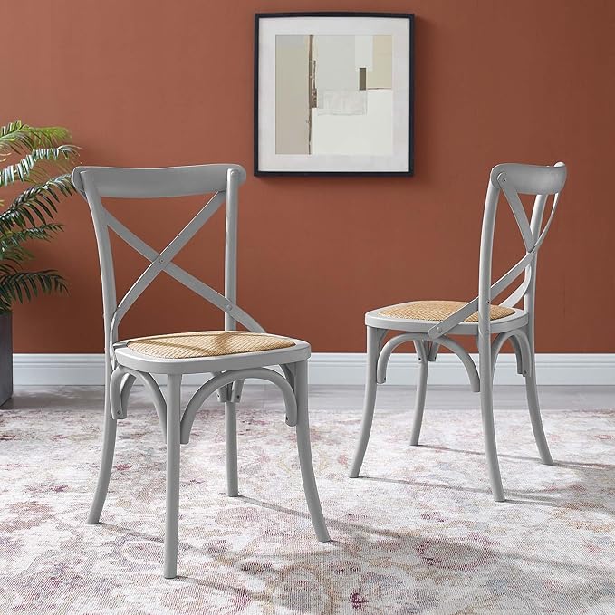 Modway Gear Side Set of 2, Two Dining Chairs, Light Gray - LeafyLoom