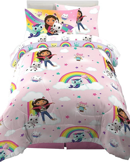 Franco Gabby's Dollhouse Kids Bedding Super Soft Comforter and Sheet Set with Sham, 5 Piece Twin Size, (Officially Licensed Product) - LeafyLoom