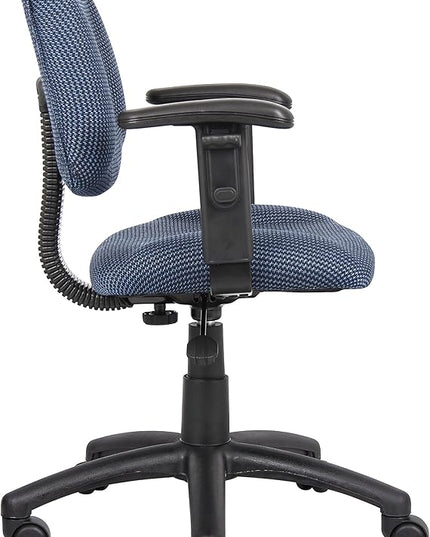 Boss Office Products Perfect Posture Delux Fabric Task Chair with Adjustable Arms in Blue - LeafyLoom