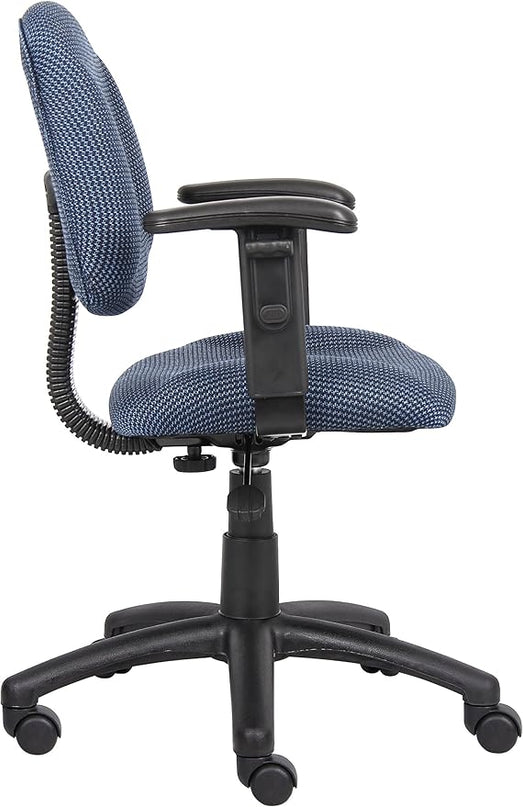 Boss Office Products Perfect Posture Delux Fabric Task Chair with Adjustable Arms in Blue - LeafyLoom